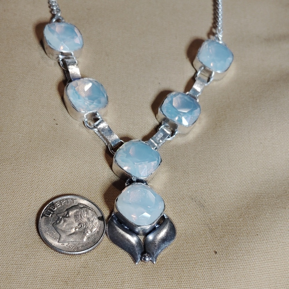 GORGEOUS  MOONSTONE, BALI STERLING.19" INCH NECKLACE WITH S-CLOSURE. - Picture 2 of 8